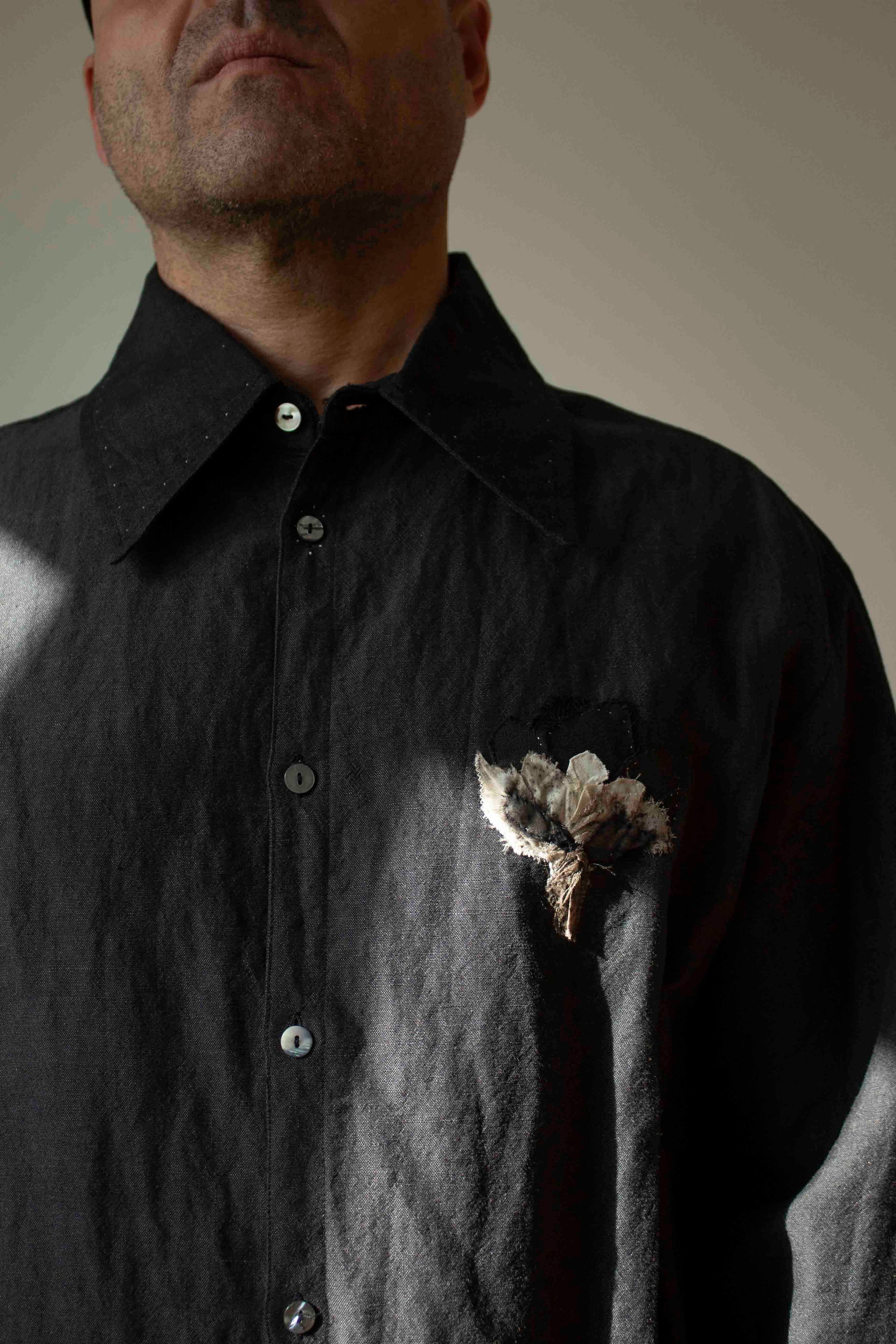 N° 39 hand-stitched linen wool shirt - XL