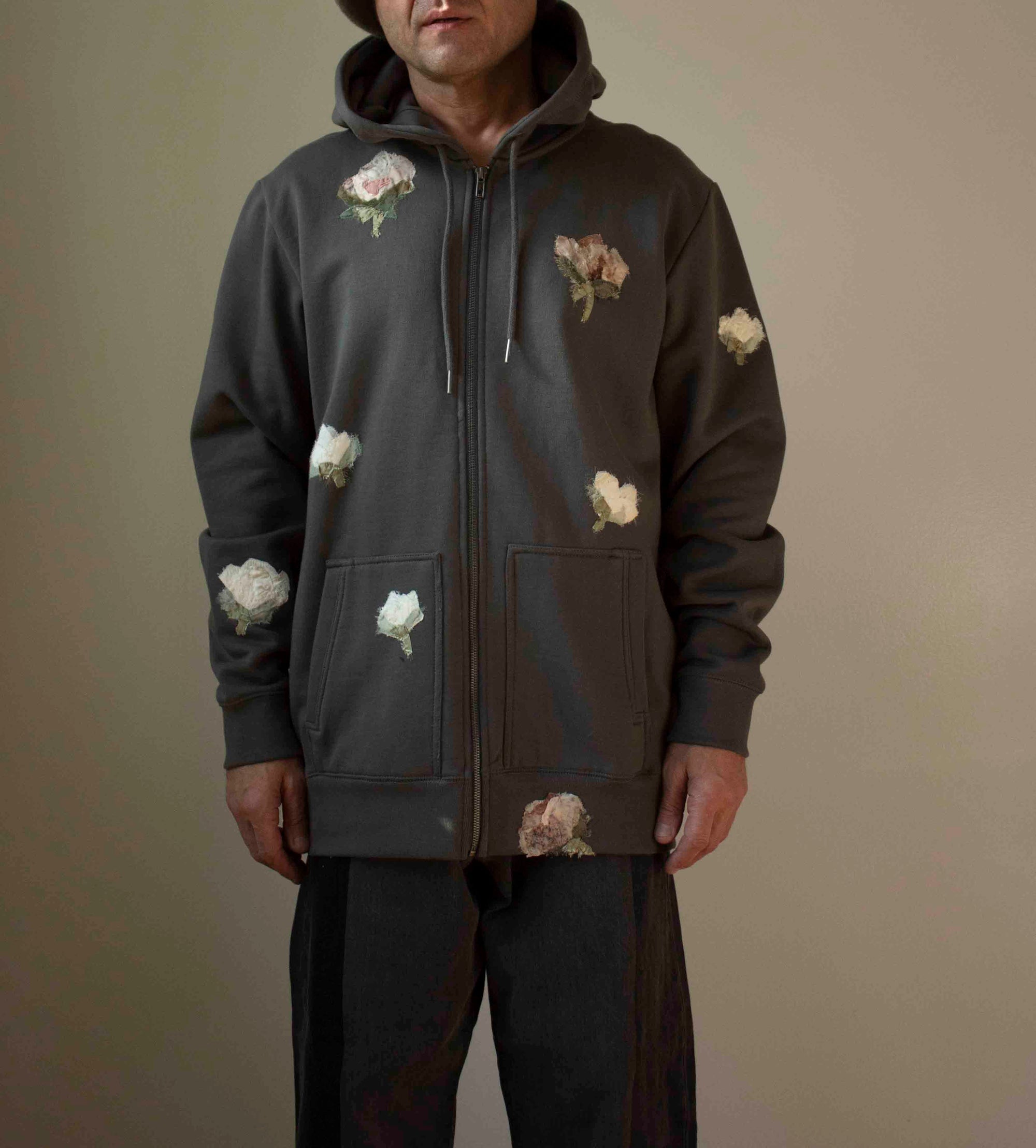 N° 306 multi pressed flower zip hoodie - XL