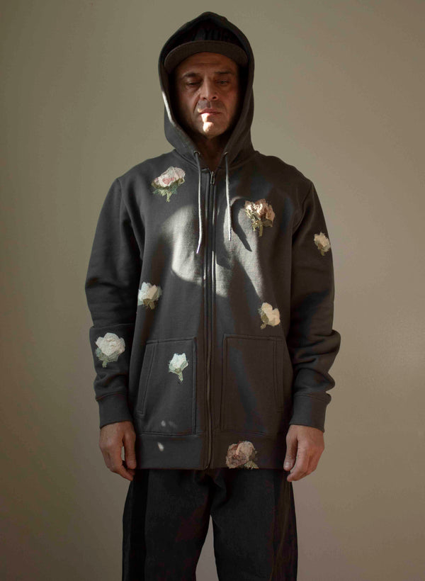 N° 306 multi pressed flower zip hoodie - XL