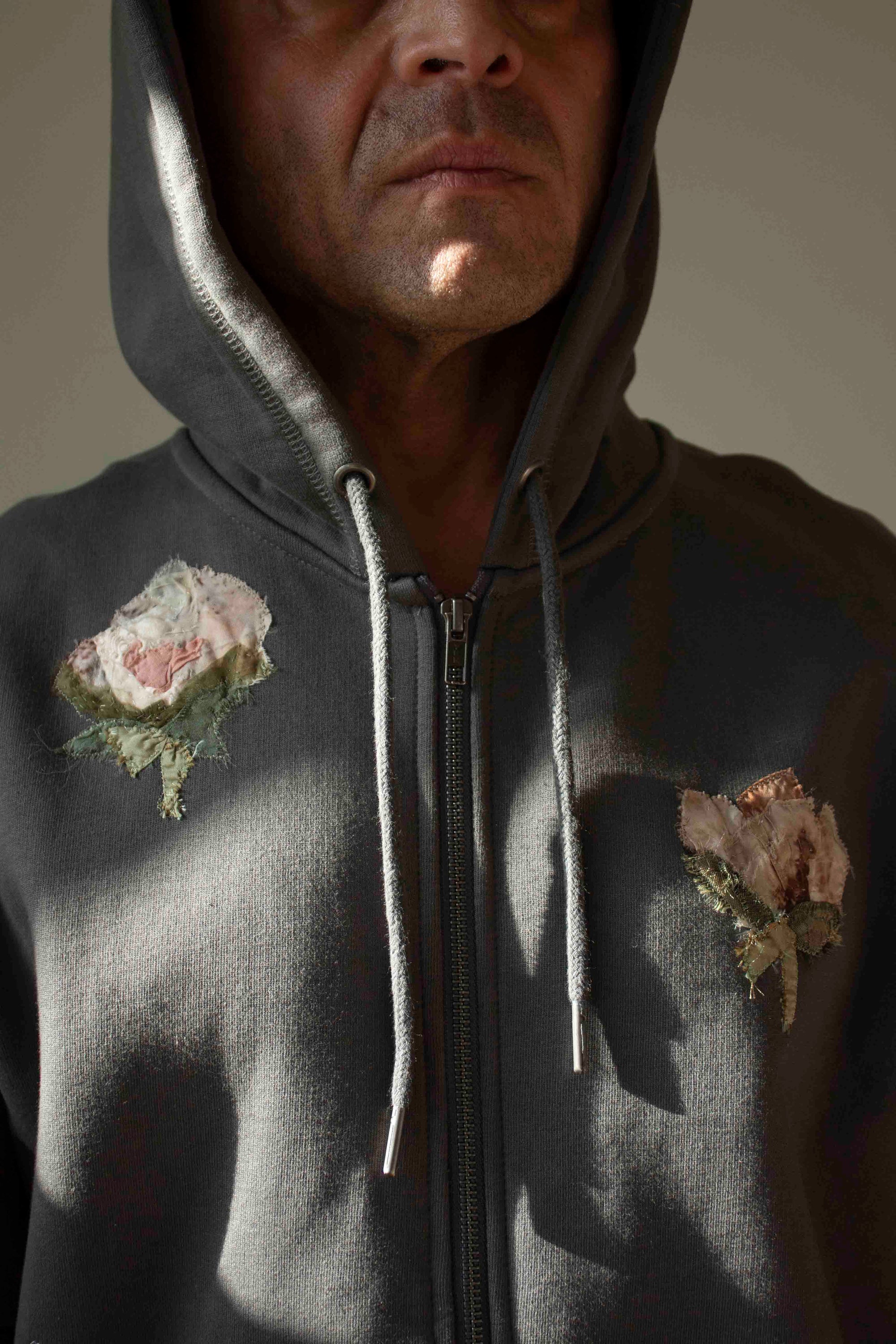 N° 306 multi pressed flower zip hoodie - XL