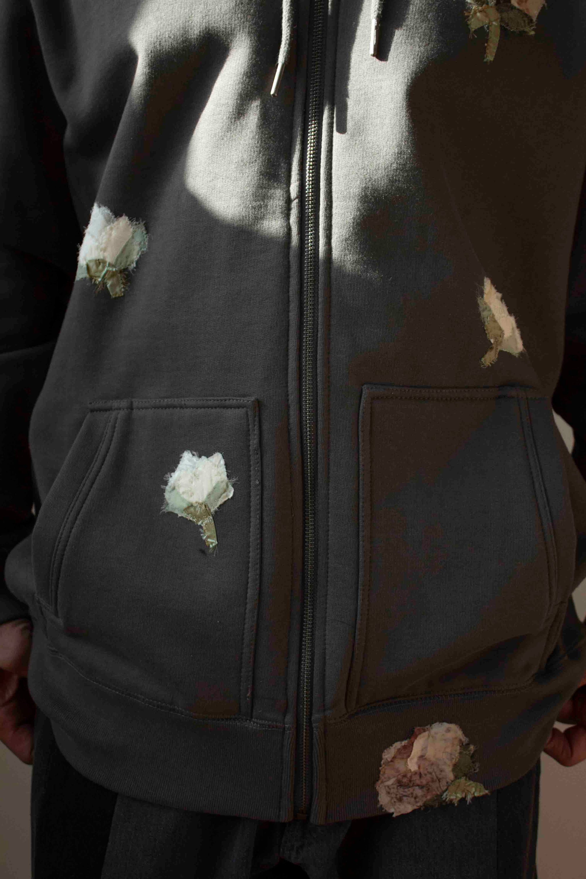 N° 306 multi pressed flower zip hoodie - XL