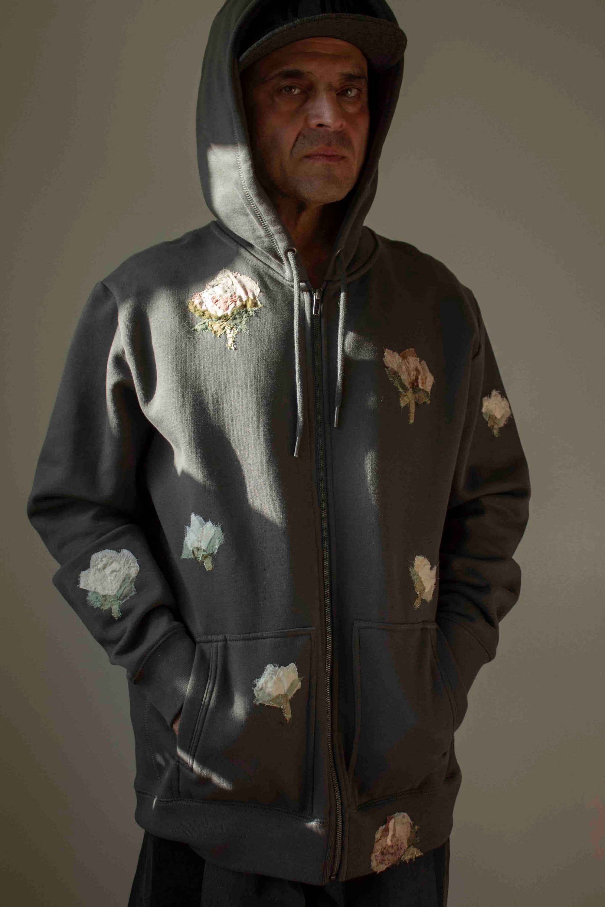 N° 306 multi pressed flower zip hoodie - XL