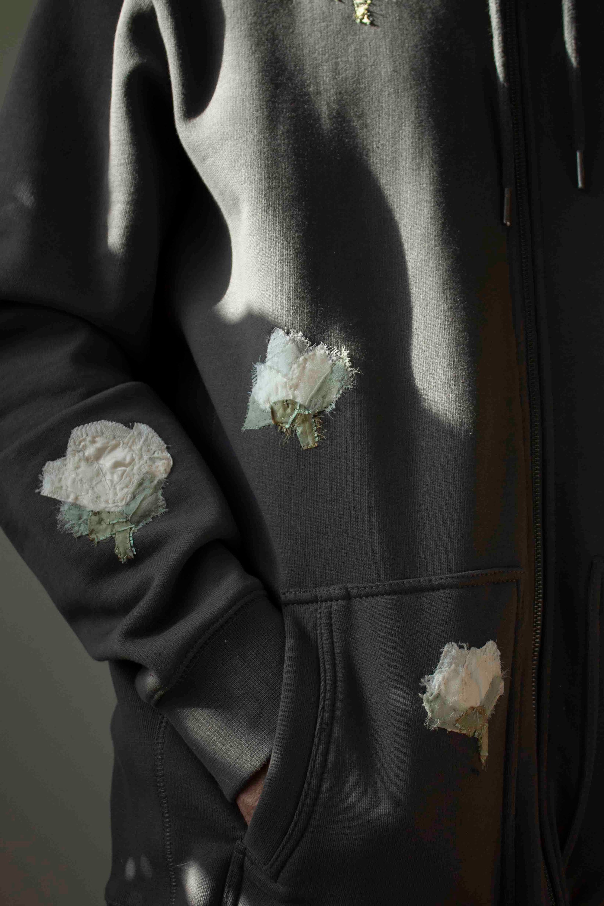 N° 306 multi pressed flower zip hoodie - XL