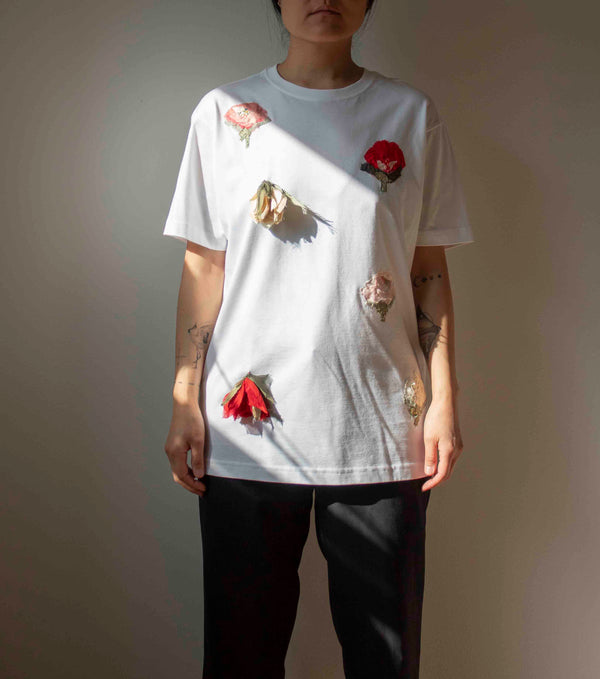 N° 290 multi pressed falling flower t-shirt - S