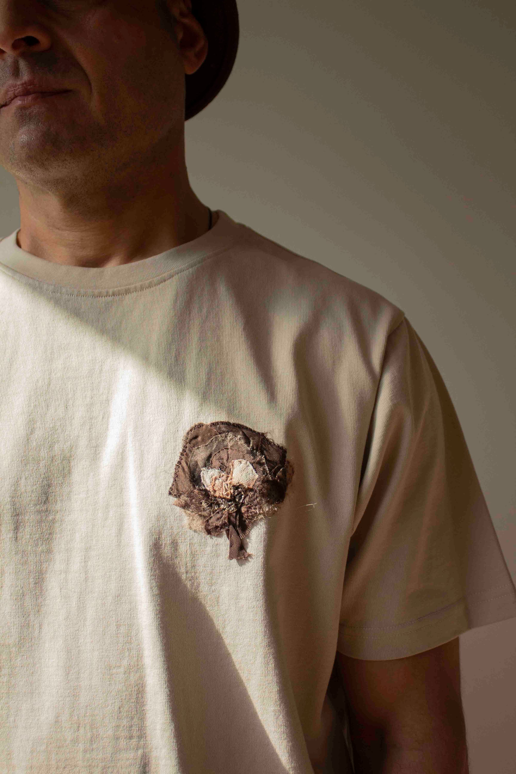 N° 285 heavyweight pressed flower t-shirt - suna beige - L