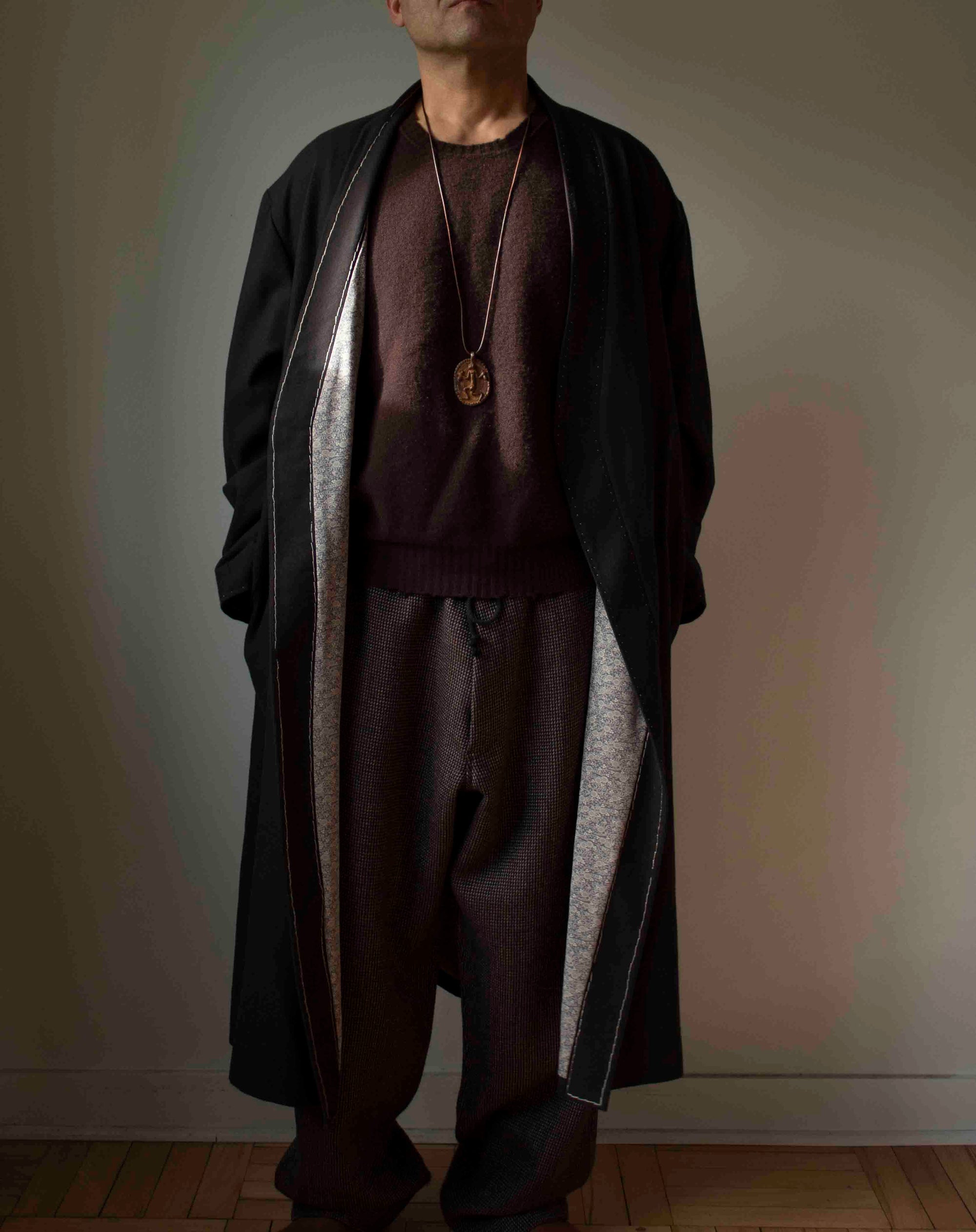 N° 160 hand-stitched robe coat - L