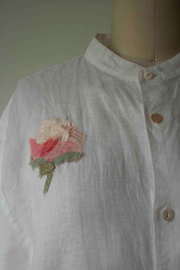 N° 258 multi pressed flower banded collar shirt - M