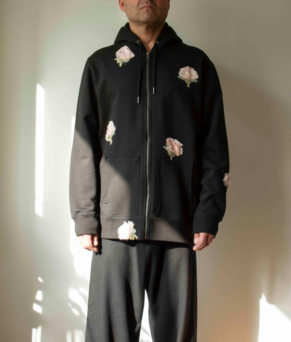 N° 306 multi pressed flower zip hoodie - L