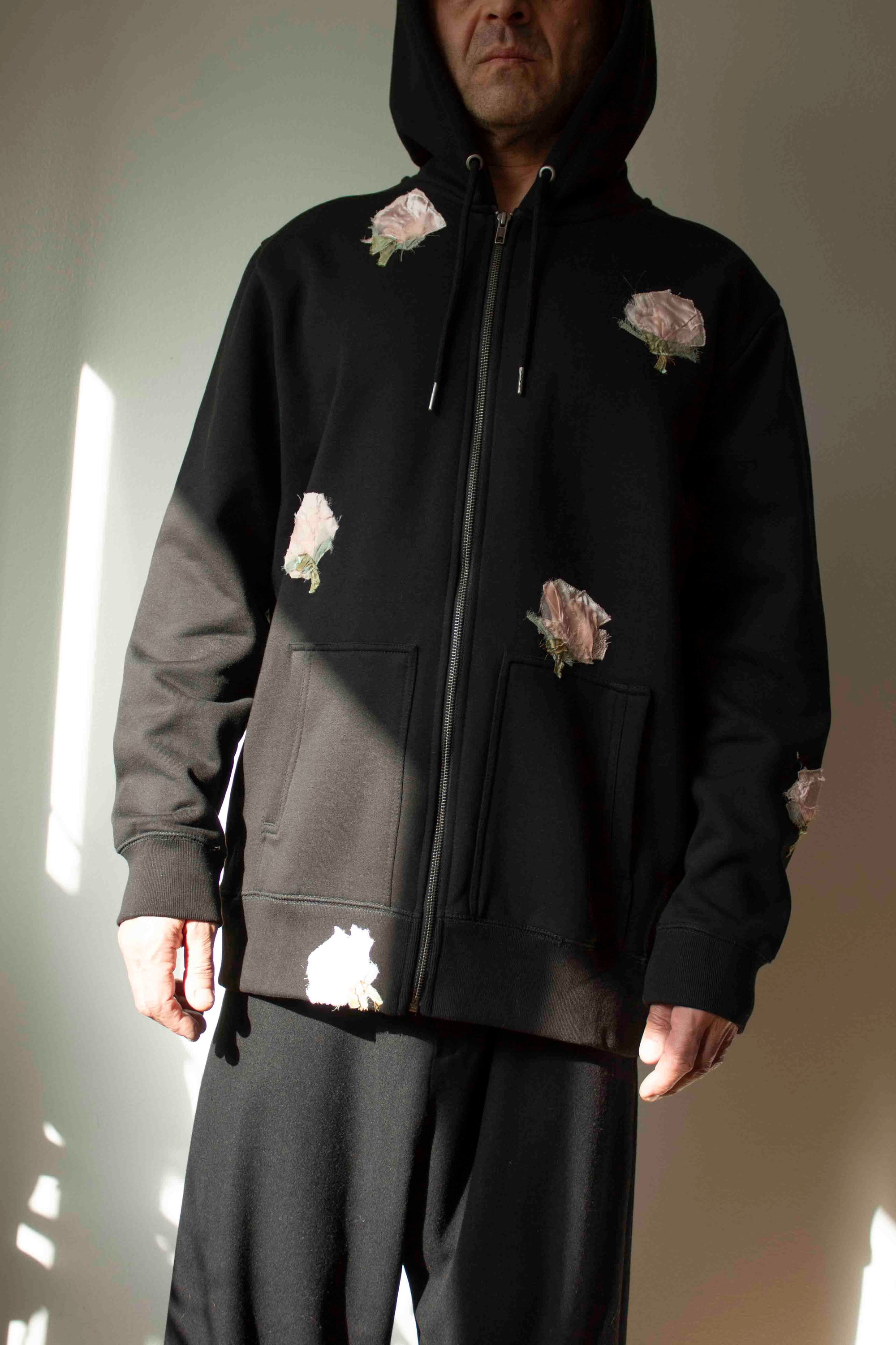 N° 306 multi pressed flower zip hoodie - L