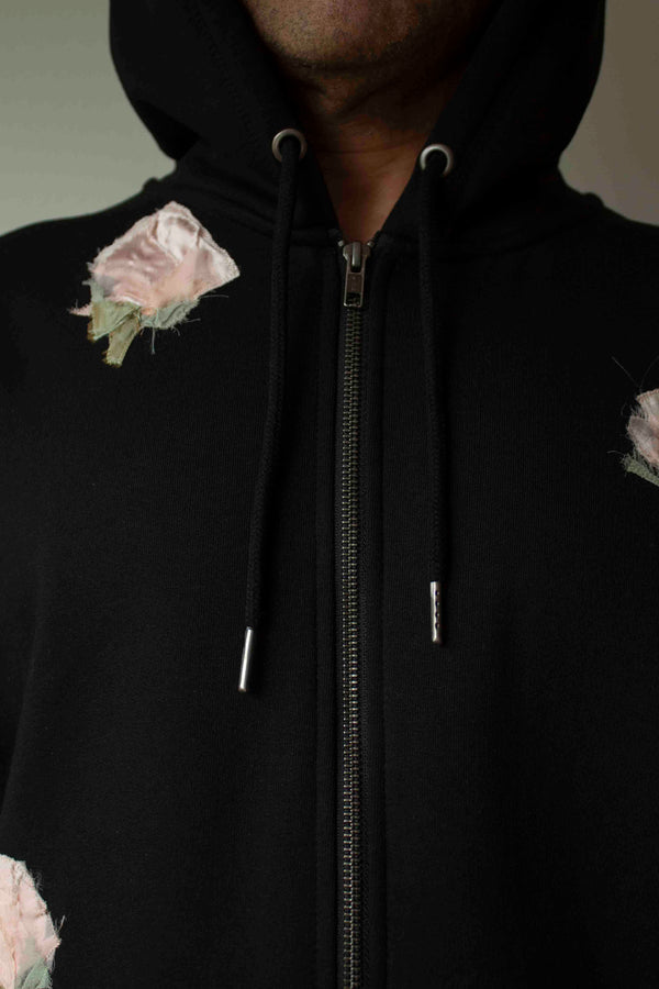 N° 306 multi pressed flower zip hoodie - L