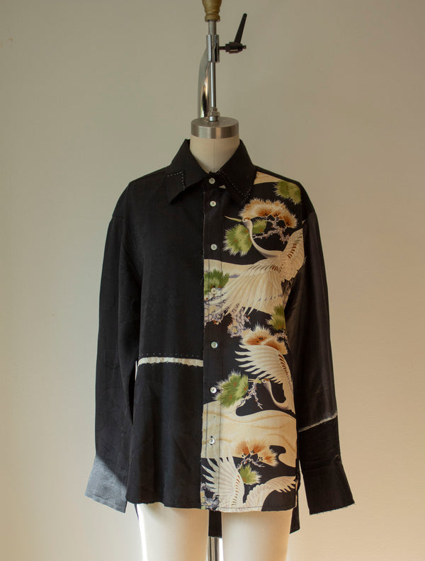 N° 101 haori crane kimono shirt - S