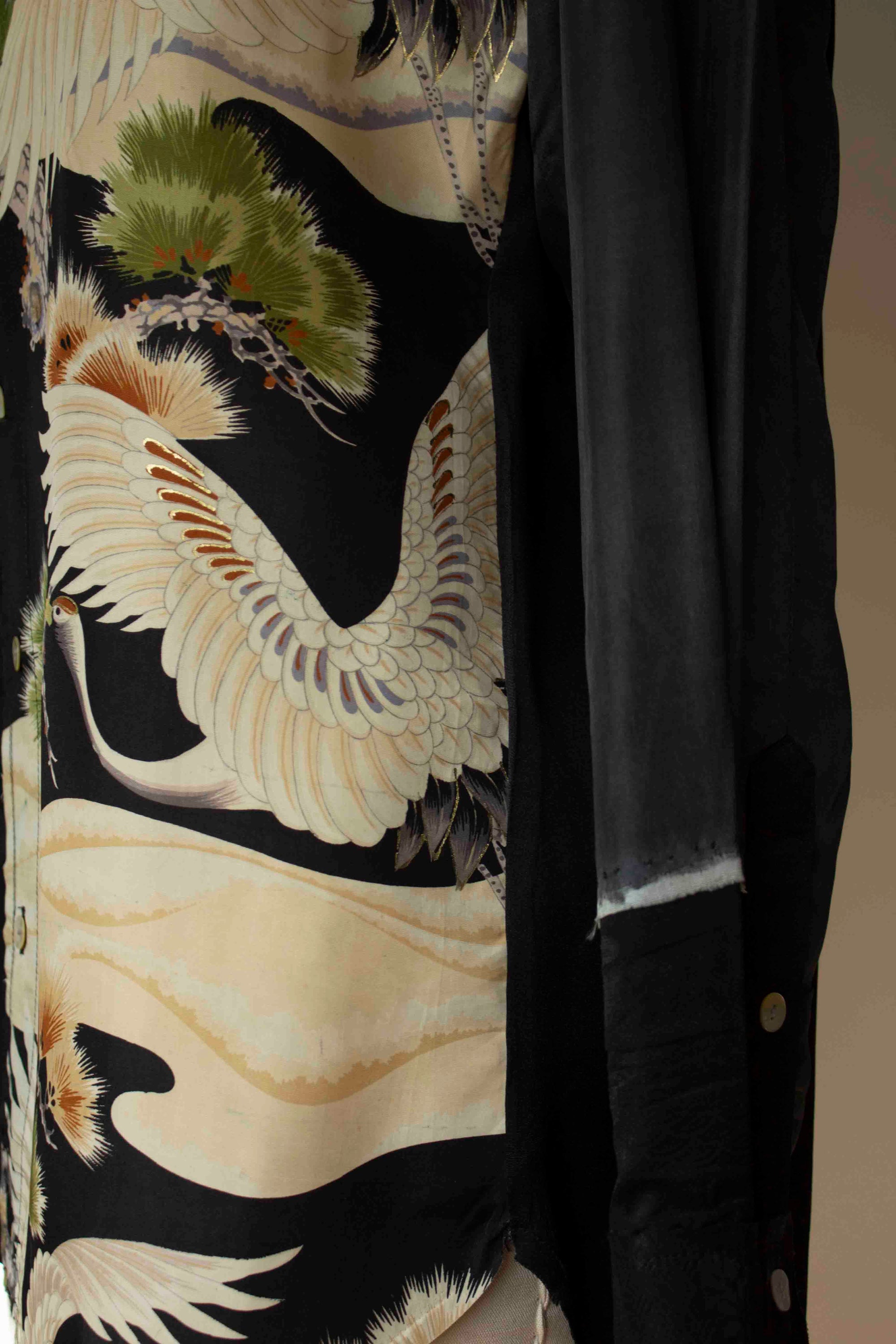 N° 101 haori crane kimono shirt - S