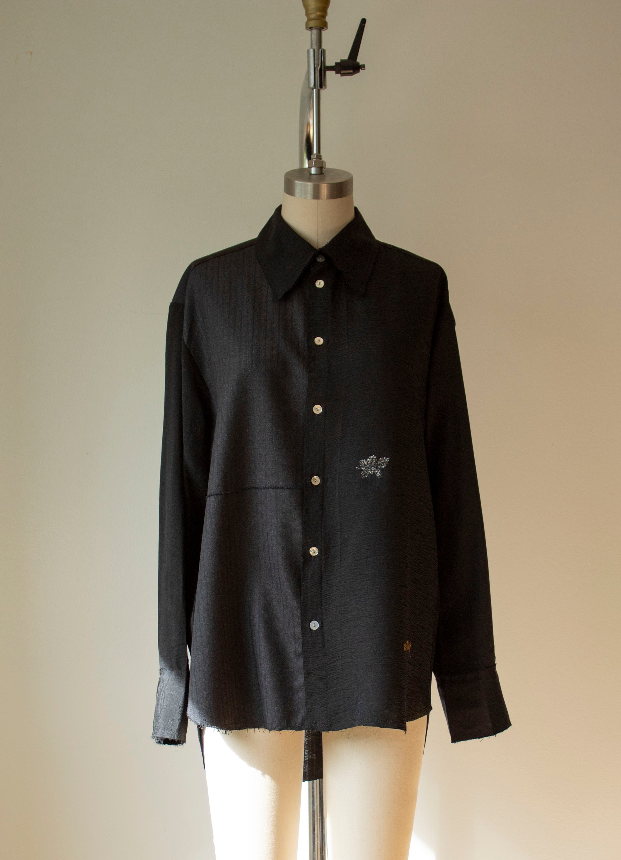 N° 225  paneled pinstripe haori shirt -  S