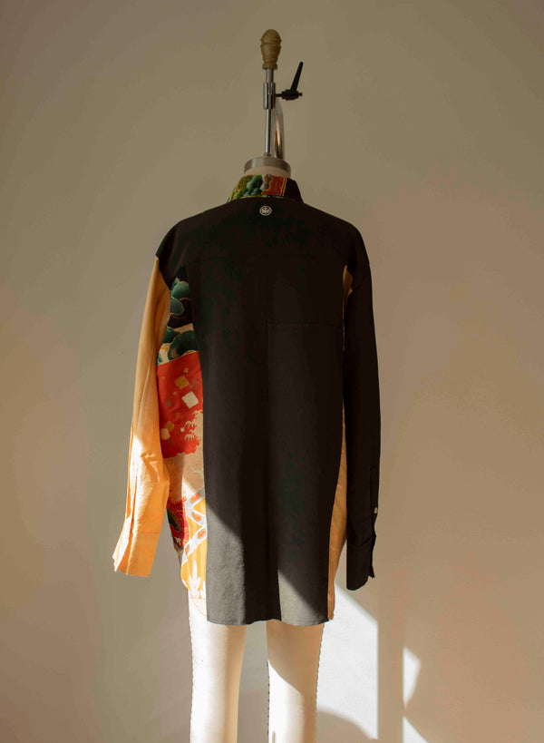 N° 101 abstract hand-painting kimono shirt - M