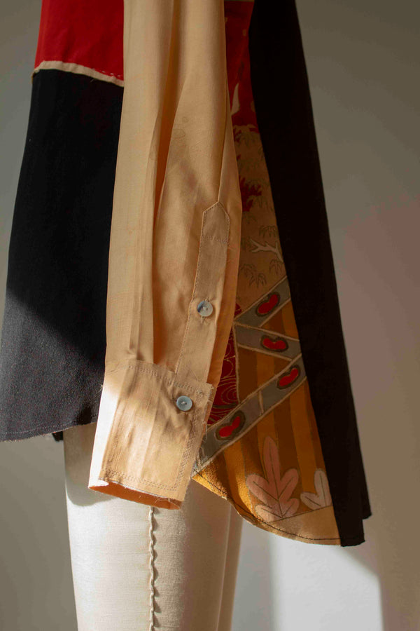 N° 101 abstract hand-painting kimono shirt - M