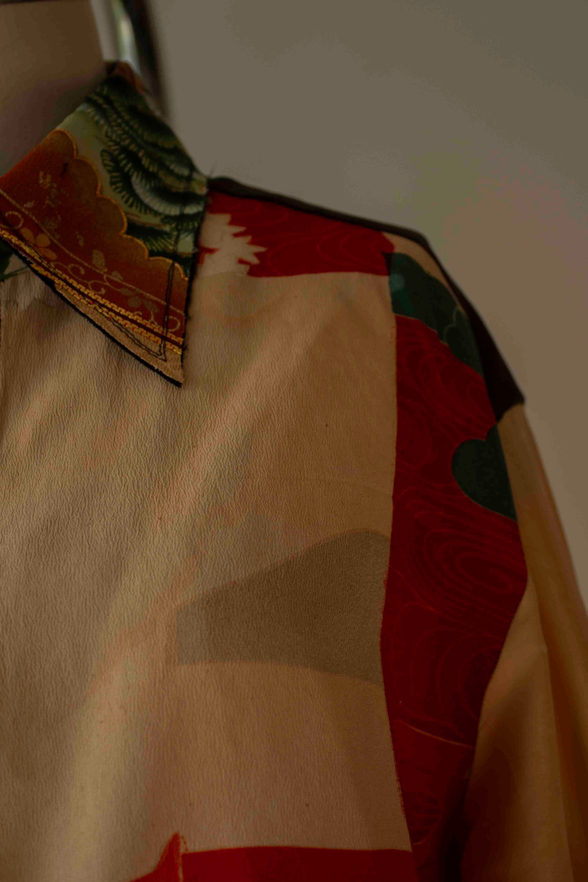 N° 101 abstract hand-painting kimono shirt - M