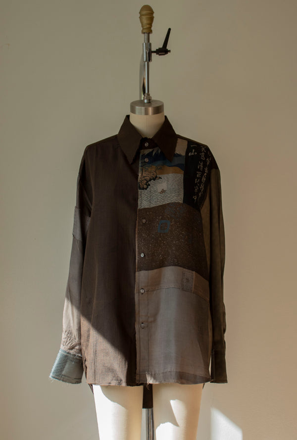 N° 101 haori tsumugi kimono shirt -  S