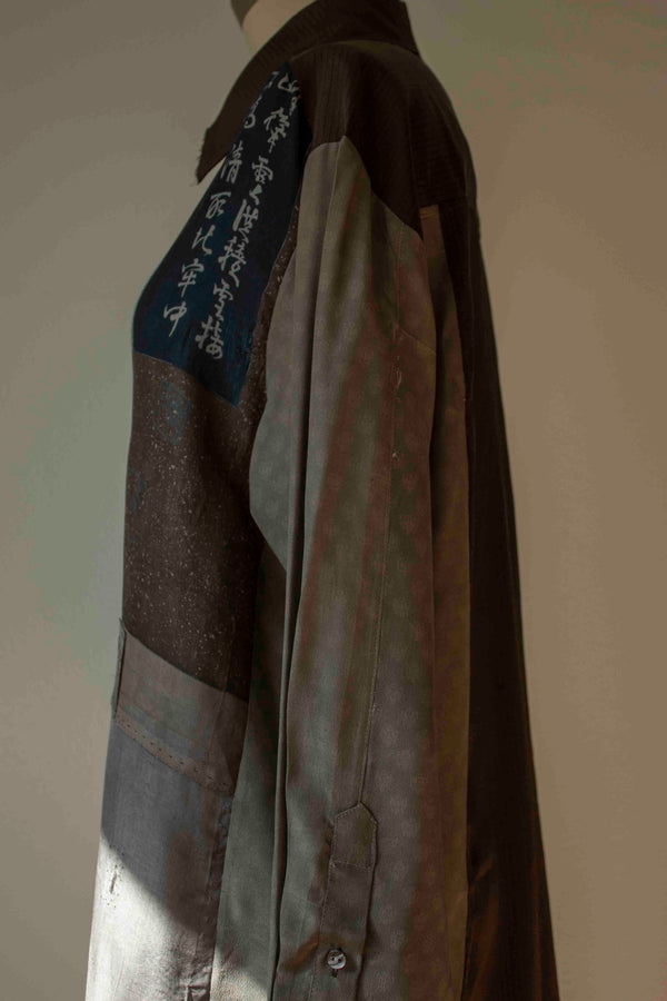 N° 101 haori tsumugi kimono shirt -  S