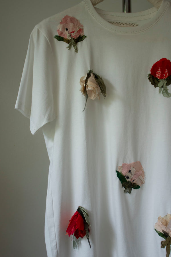 N° 290 multi pressed falling flower t-shirt - S