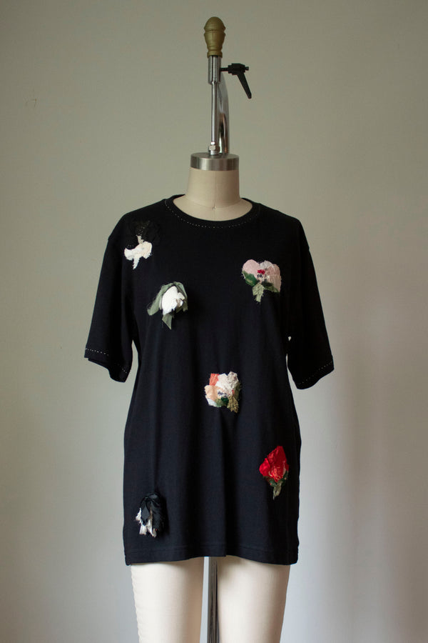 N° 290 multi pressed falling flower t-shirt - S