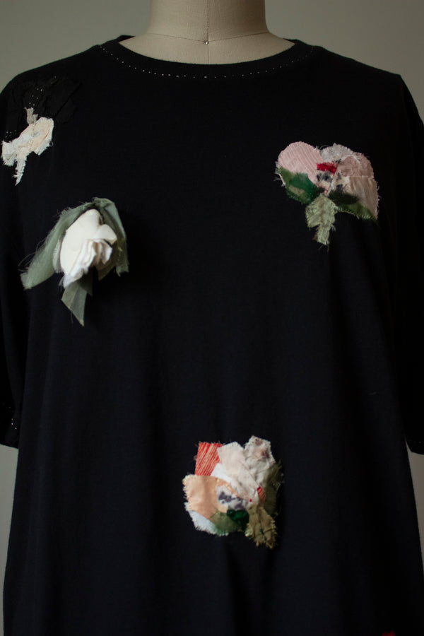 N° 290 multi pressed falling flower t-shirt - S