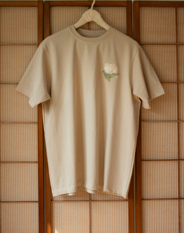 N° 285 heavyweight pressed flower t-shirt - suna beige - L