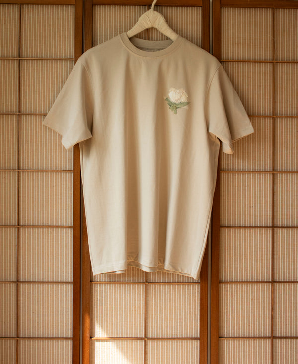 N° 285 heavyweight pressed flower t-shirt - suna beige - L