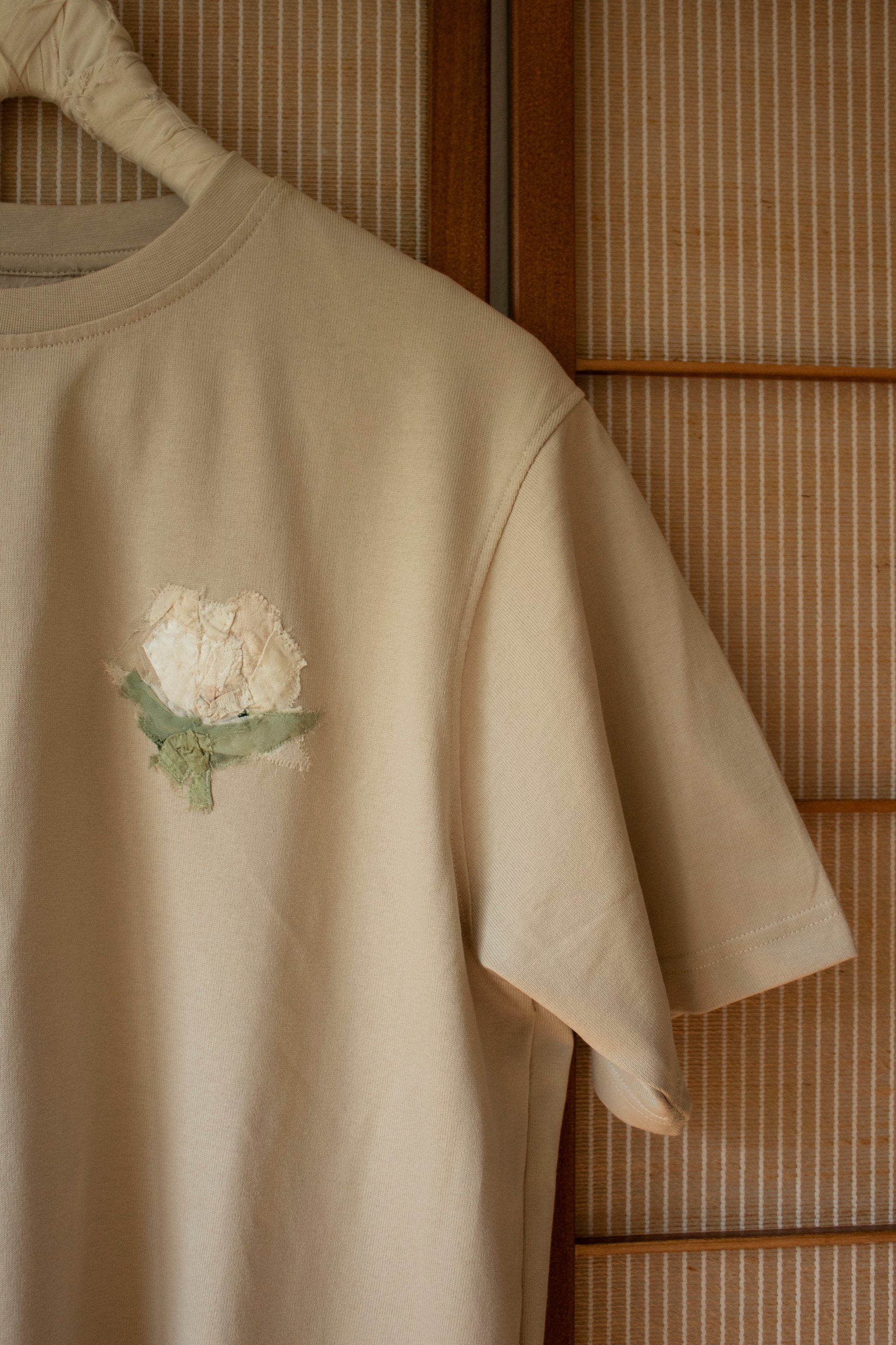 N° 285 heavyweight pressed flower t-shirt - suna beige - L