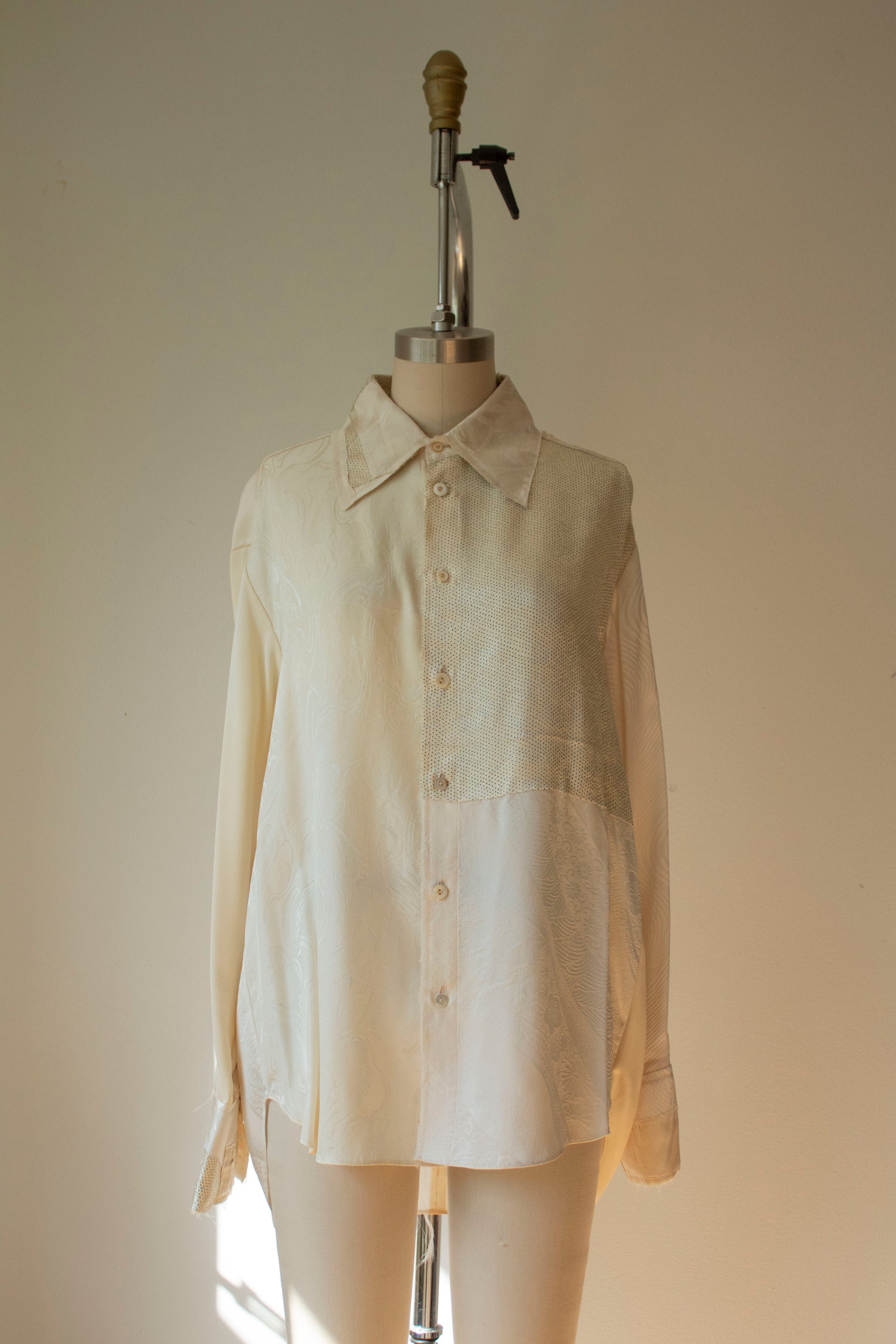 N° 102 hand-pieced kimono shirt - ivory (made to order)