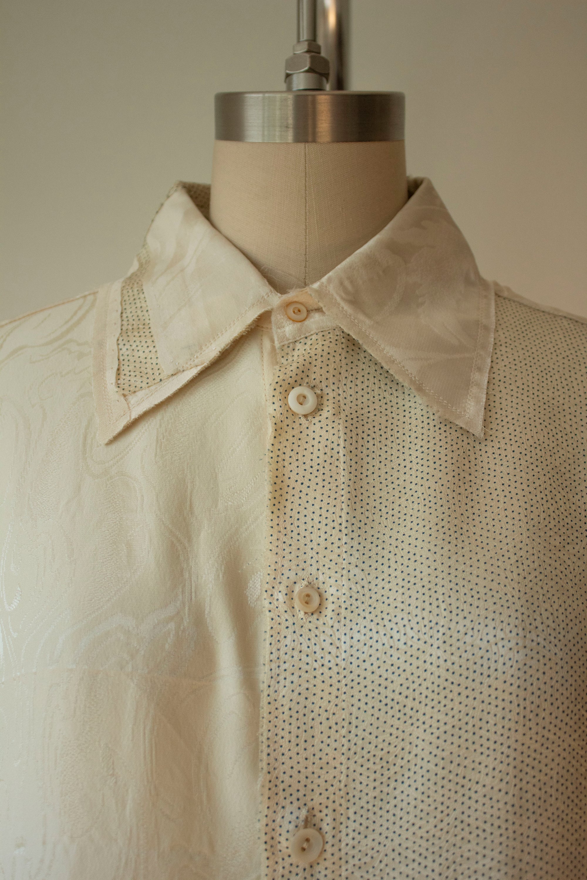 N° 102 hand-pieced kimono shirt - ivory (made to order)