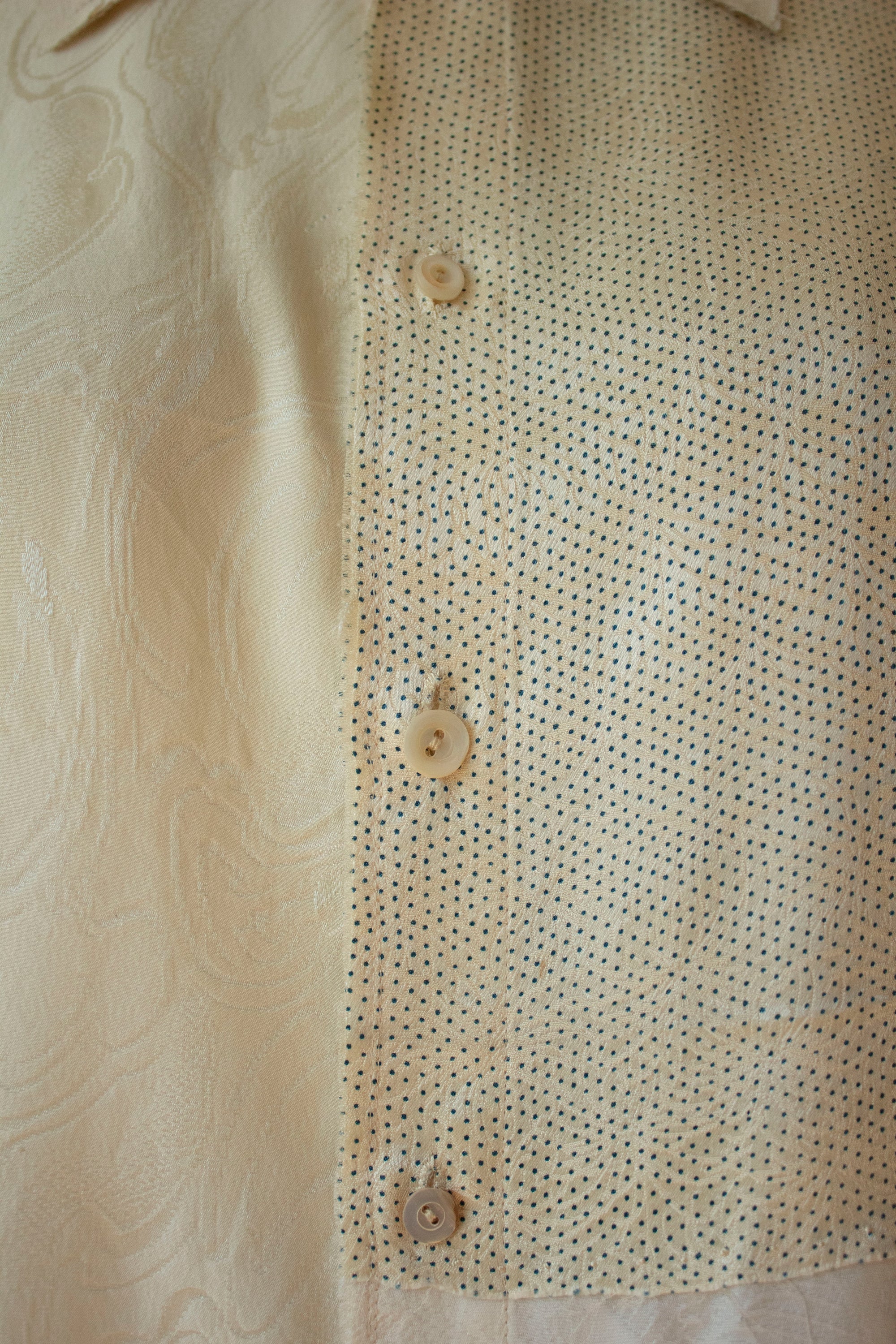 N° 102 hand-pieced kimono shirt - ivory (made to order)