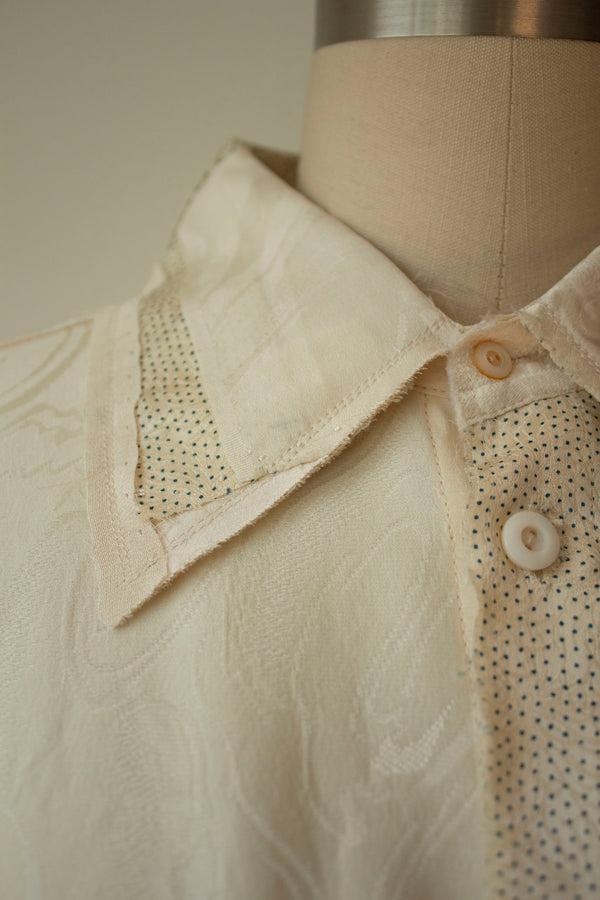 N° 102 hand-pieced kimono shirt - ivory (made to order)