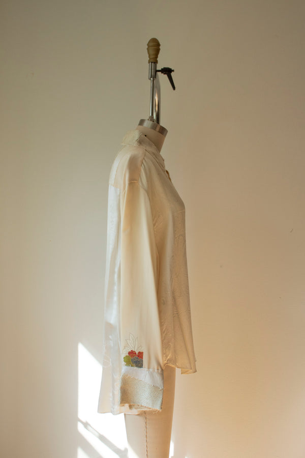 N° 102 hand-pieced kimono shirt - ivory (made to order)