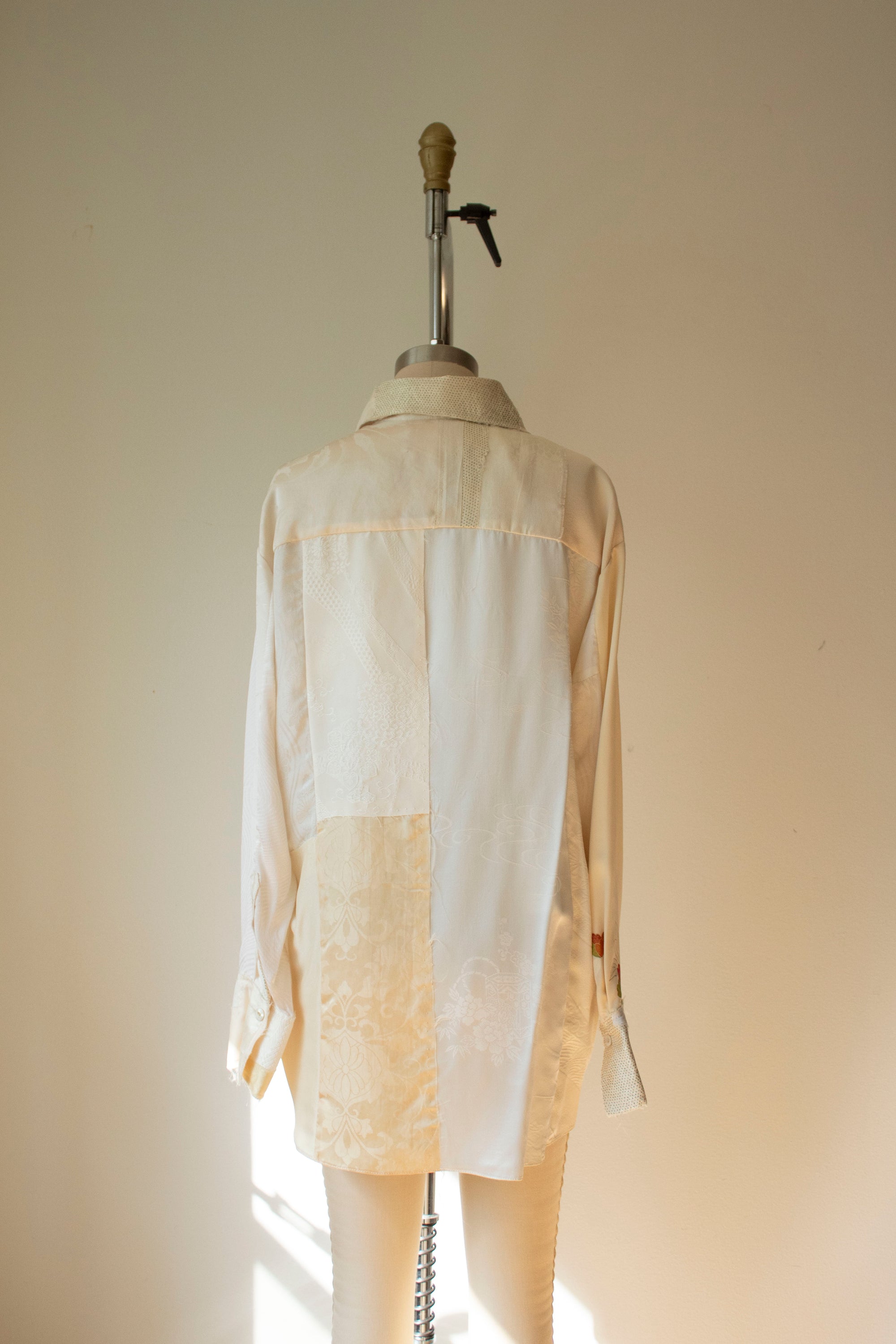 N° 102 hand-pieced kimono shirt - ivory (made to order)