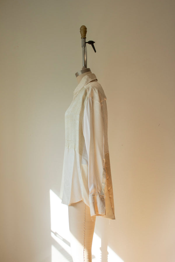 N° 102 hand-pieced kimono shirt - ivory (made to order)