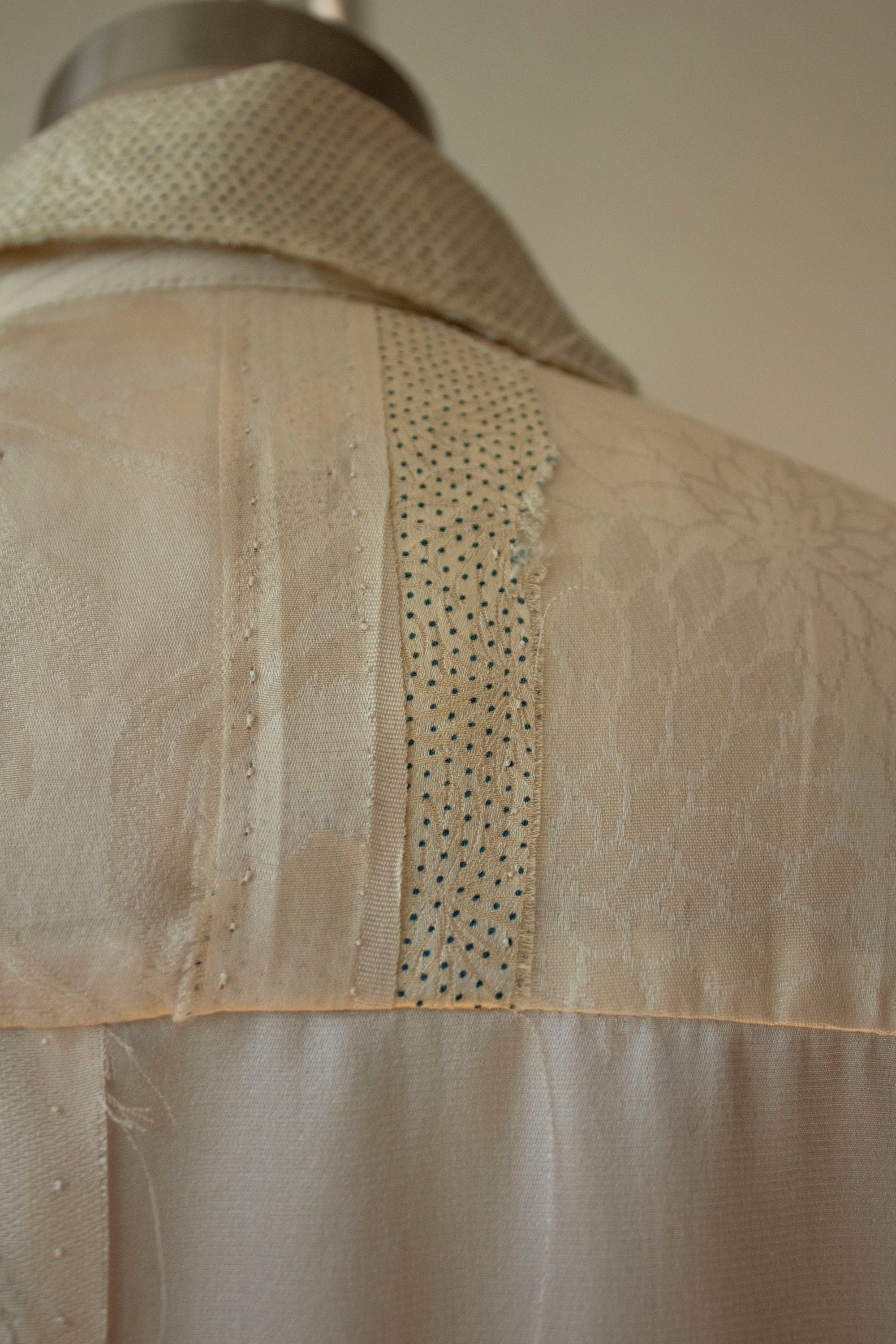 N° 102 hand-pieced kimono shirt - ivory (made to order)