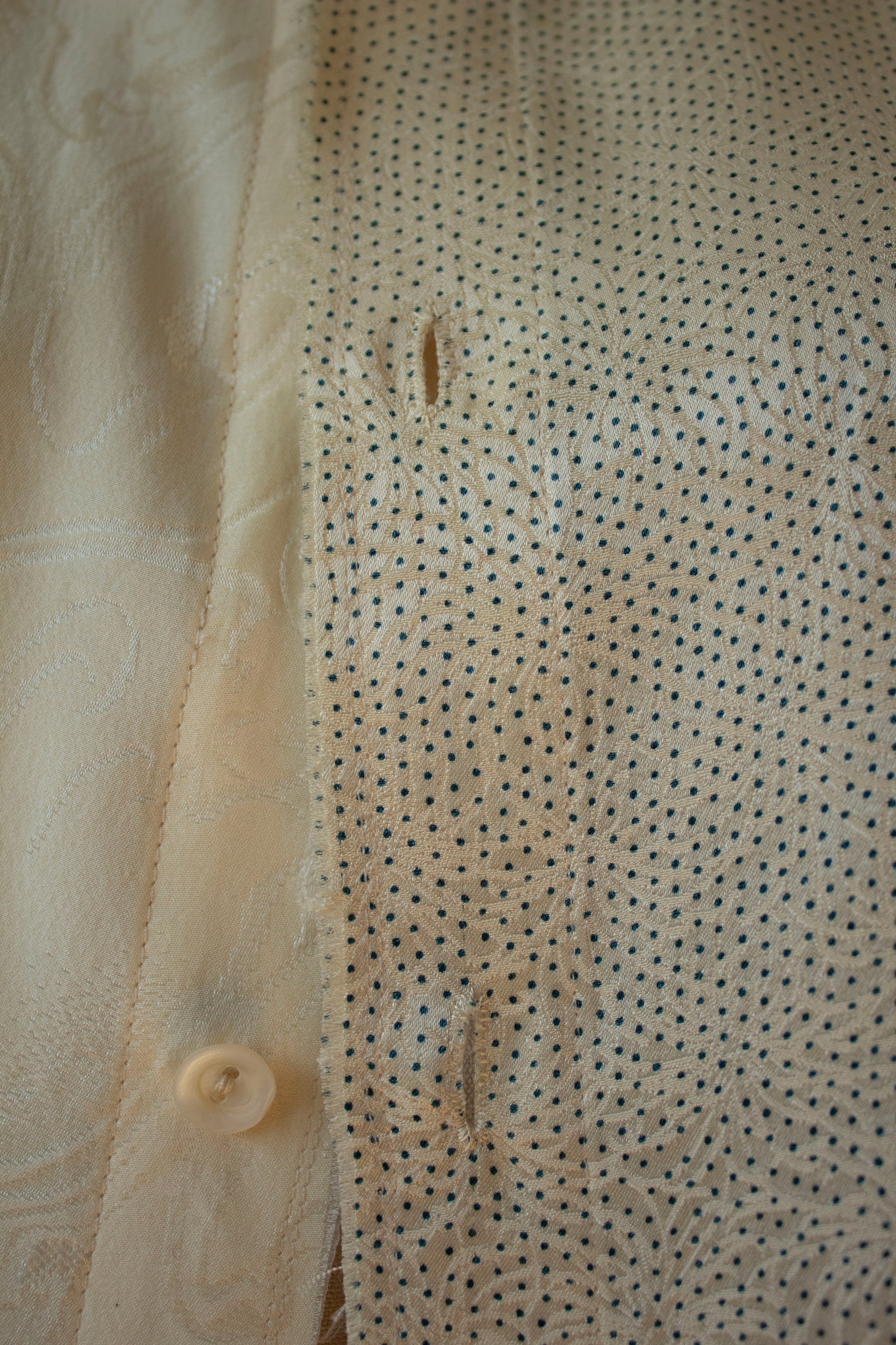 N° 102 hand-pieced kimono shirt - ivory (made to order)