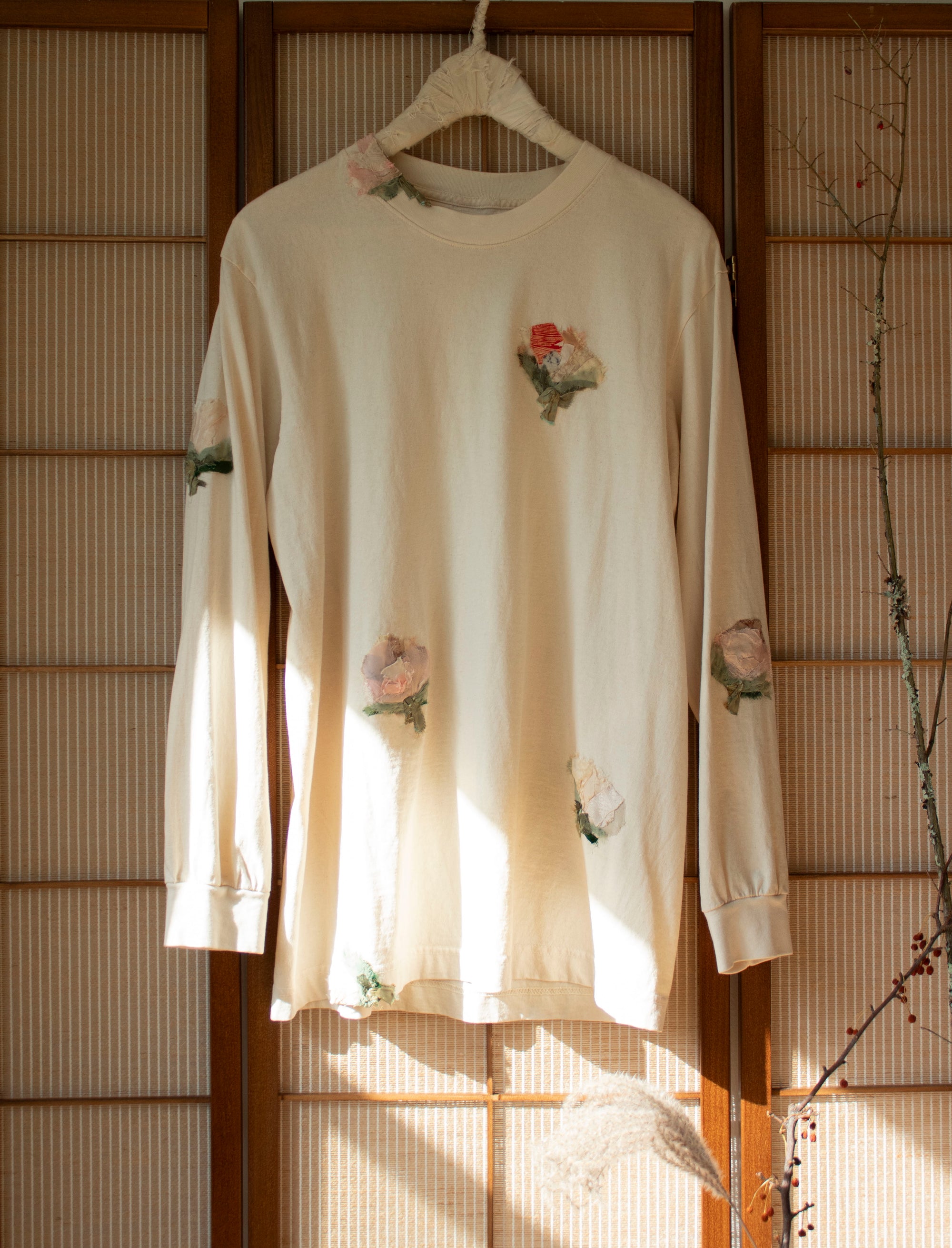 N° 355 garden long sleeve t-shirt - suna beige - size M (made to order)