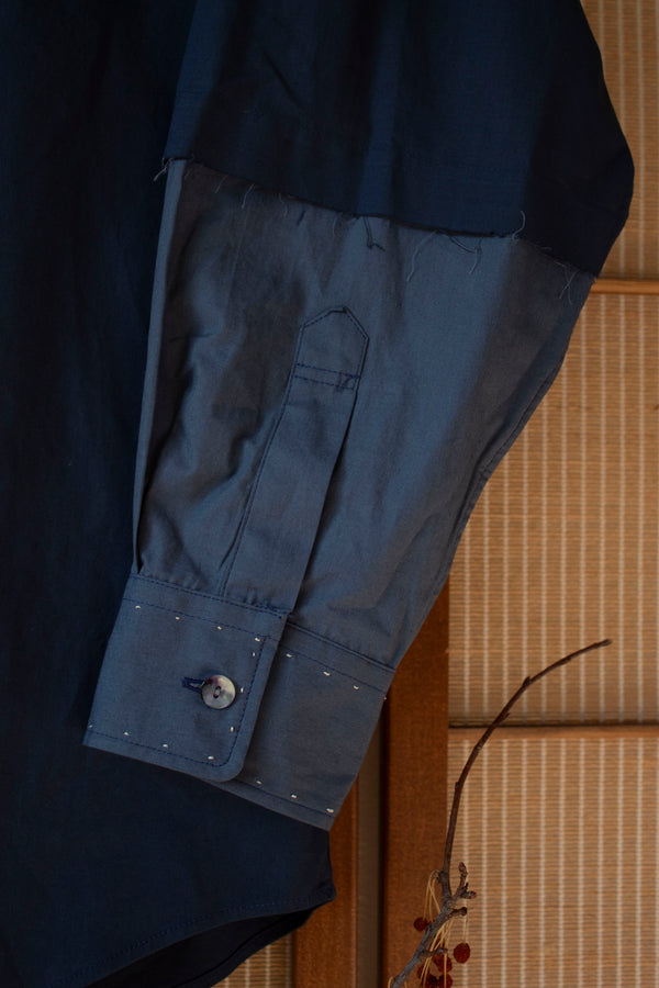 N° 296 paneled sleeve shirt - umi blue/sora blue - M