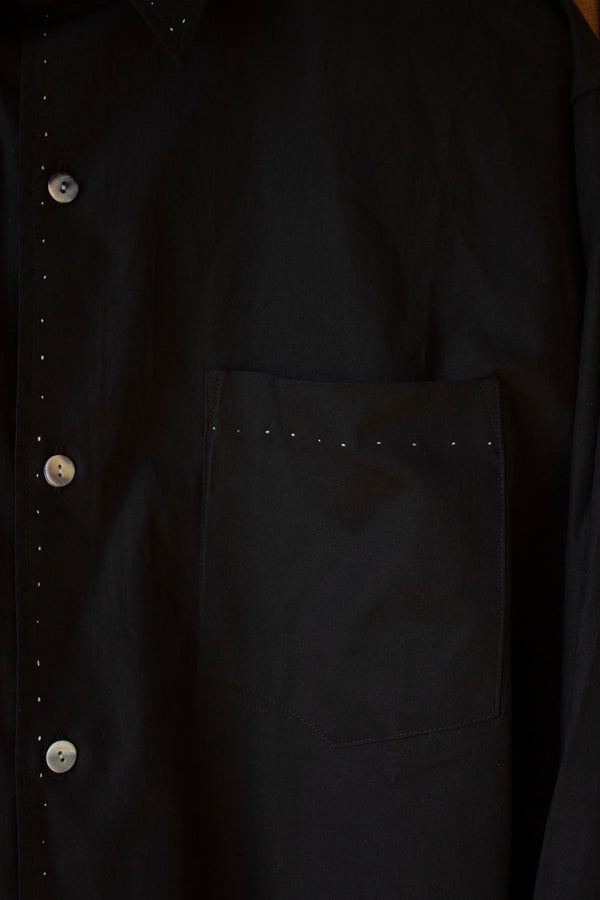 N° 296 paneled sleeve shirt - sumi black/umi blue - M