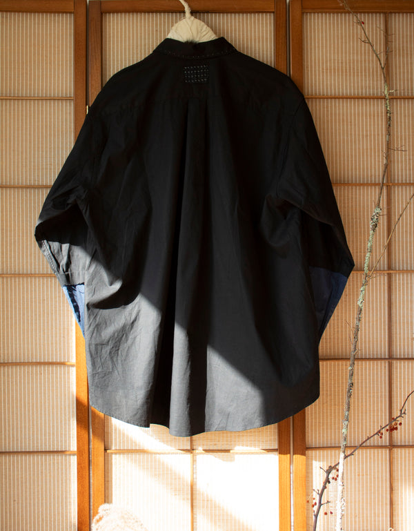 N° 296 paneled sleeve shirt - sumi black/umi blue - M